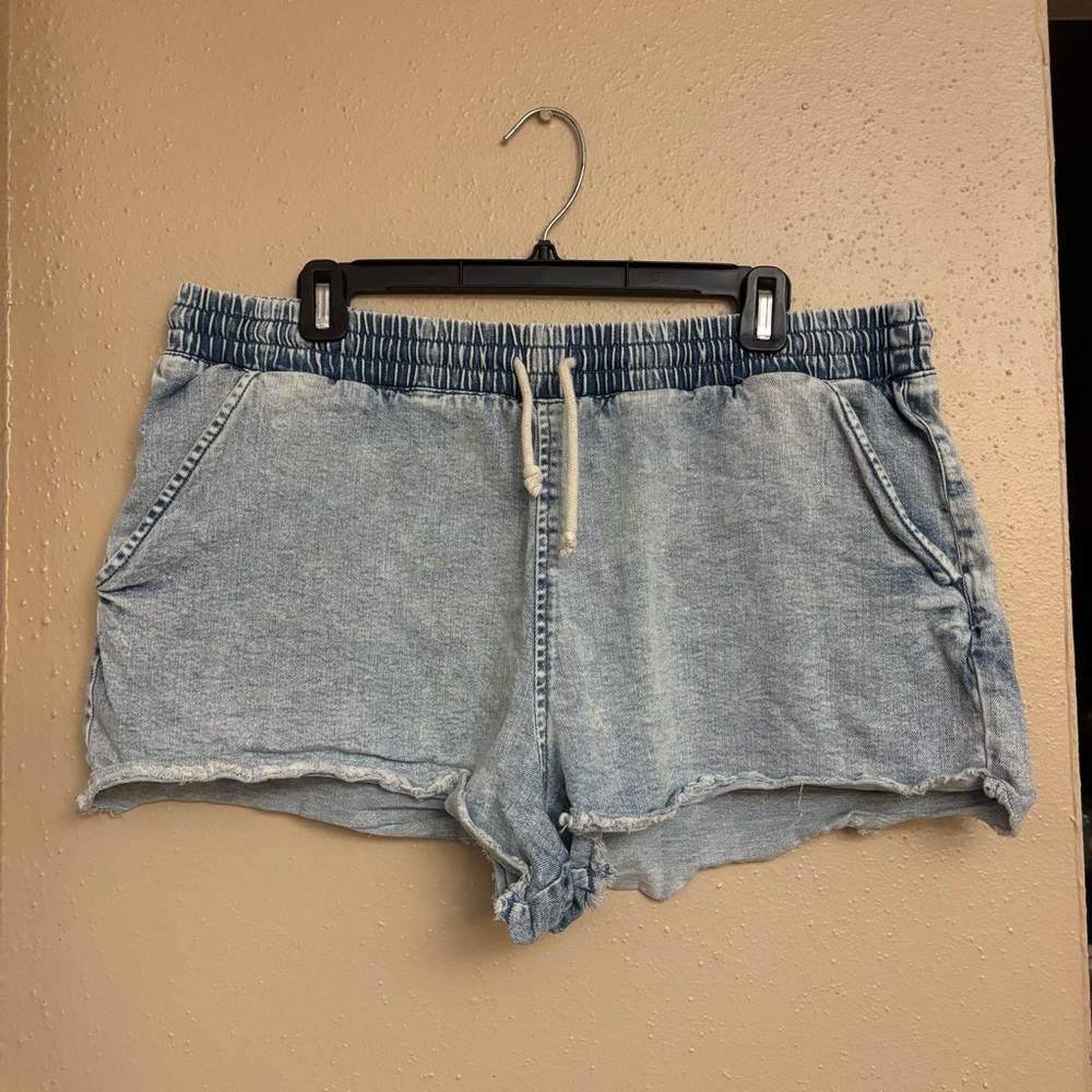 Light Wash Denim Lounge Shorts with Drawstring
